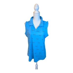 SCALES Sleeveless Shark Polo Shirt SZ L